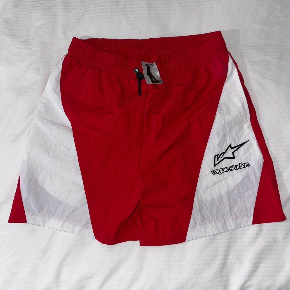 Vague Studios Shorts Medium Red White Color‎ block Linen Cotton Streetwear Beach